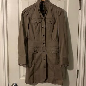 Brushed gray/brown trench dress jacket